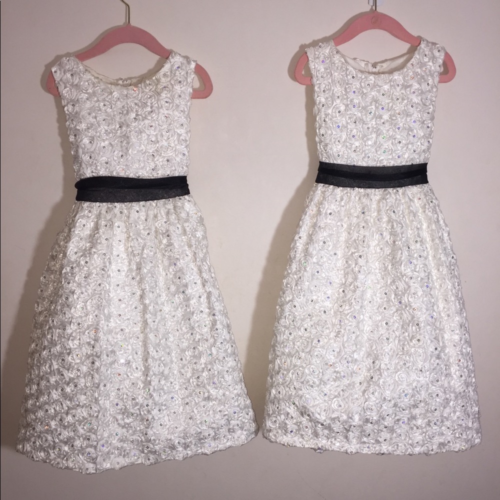 This Rare Edition White Rose Soutache Sequin Dress